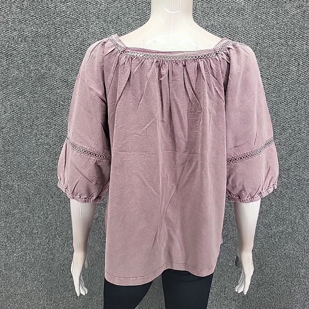Indigo Thread Co Womens Cotton Dressy Blouse Top Large Size Mauve